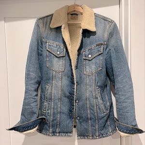 Nudie Jeans Lenny Denim Sherpa Jacket sz S